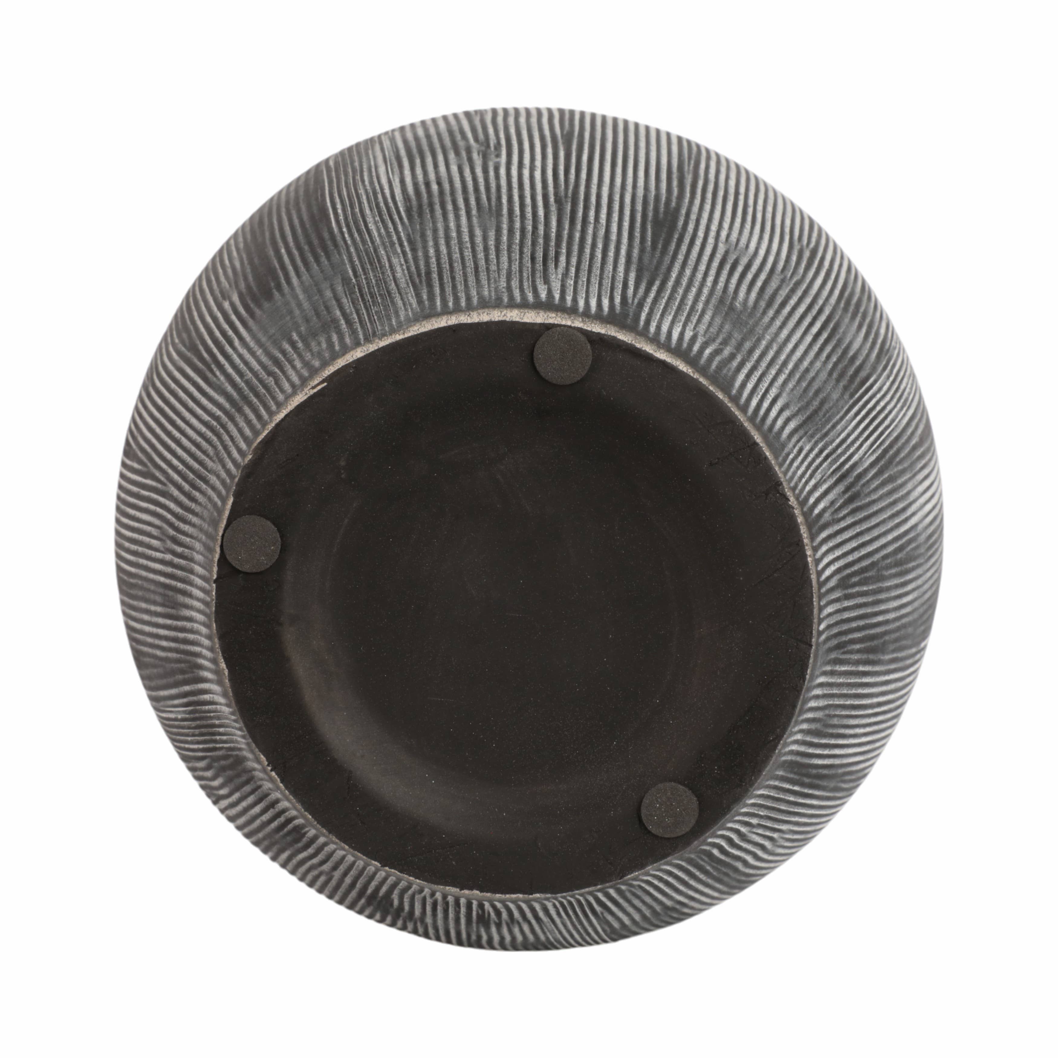 Ceramic Ribbed Texture Weathered Handle Vase